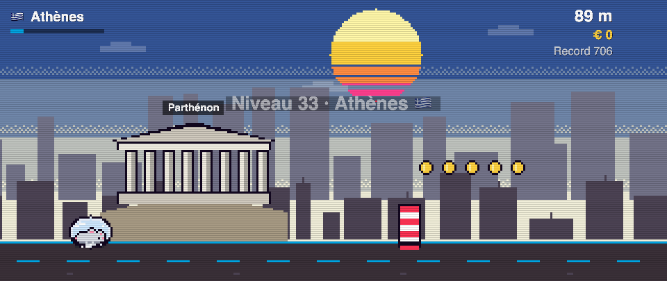 Rat Race screenshot in Athens: the runner in front of Parthenon
