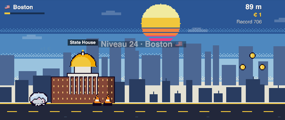 Capture de Rat Race à Boston : le coureur devant State House