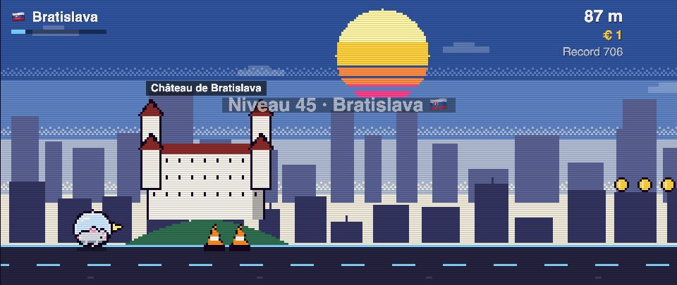 Rat Race screenshot in Bratislava: the runner in front of Bratislava Castle