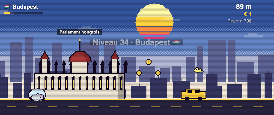 Capture de Rat Race à Budapest : le coureur devant Parlement hongrois