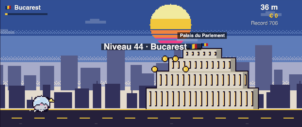 Rat Race screenshot in Bucharest: the runner in front of Palace of the Parliament