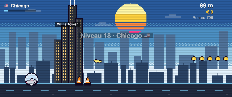 Capture de Rat Race à Chicago : le coureur devant Willis Tower