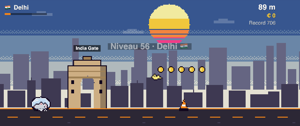Rat Race screenshot in Delhi: the runner in front of India Gate