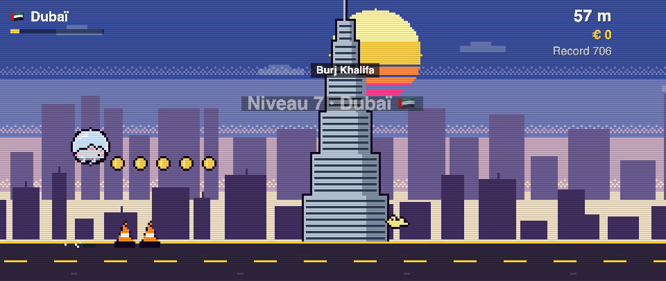 Rat Race screenshot in Dubai: the runner in front of Burj Khalifa
