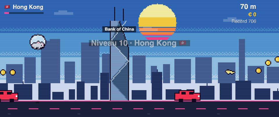 Rat Race screenshot in Hong Kong: the runner in front of Bank of China