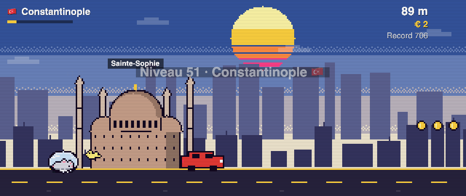 Capture de Rat Race à Constantinople : le coureur devant Sainte-Sophie