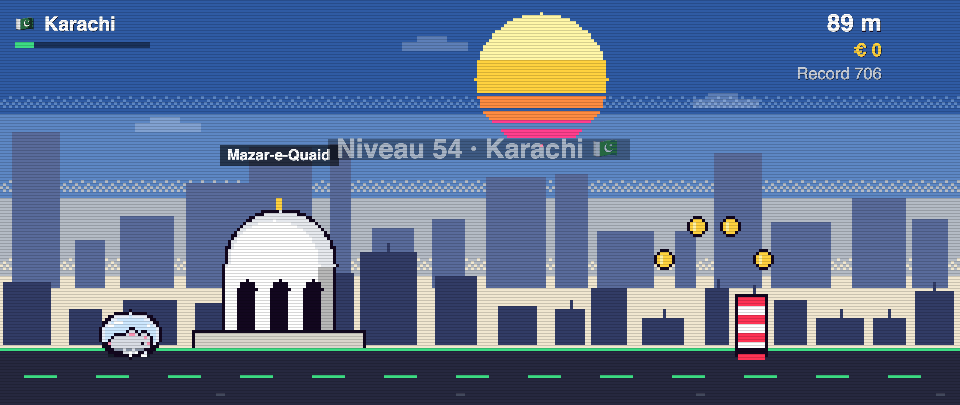 Rat Race screenshot in Karachi: the runner in front of Mazar-e-Quaid