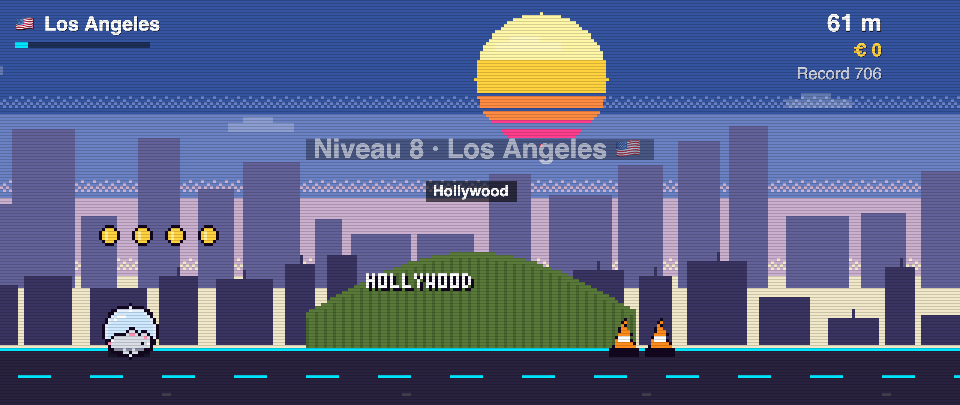 Rat Race screenshot in Los Angeles: the runner in front of Hollywood