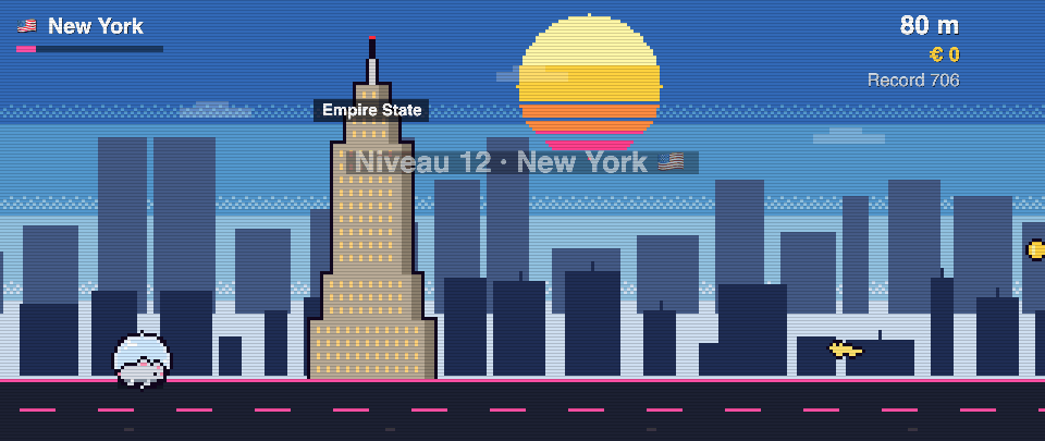 Rat Race screenshot in New York: the runner in front of Empire State