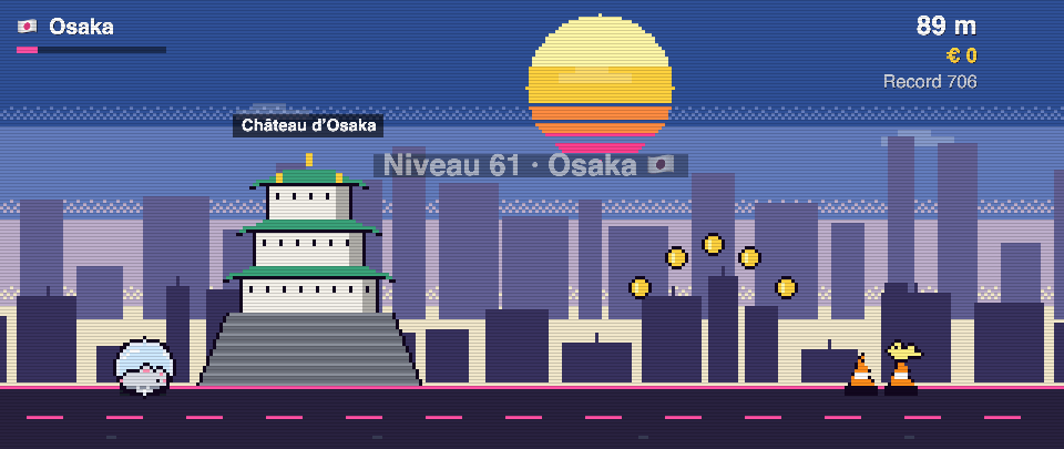 Capture de Rat Race à Osaka : le coureur devant Château d’Osaka