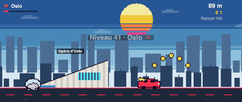 Capture de Rat Race à Oslo : le coureur devant Opéra d’Oslo