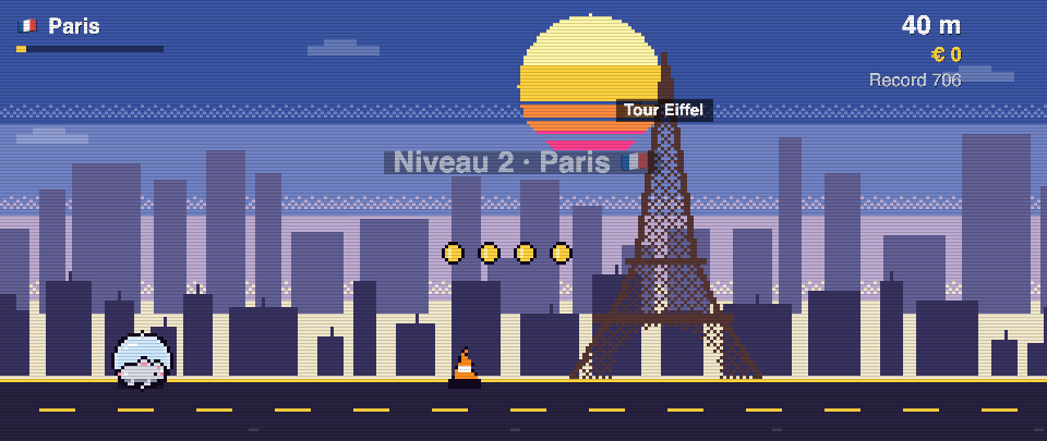 Capture de Rat Race à Paris : le coureur devant Tour Eiffel