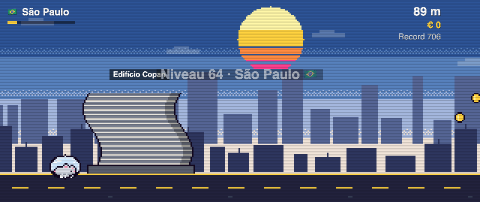 Rat Race screenshot in São Paulo: the runner in front of Edifício Copan