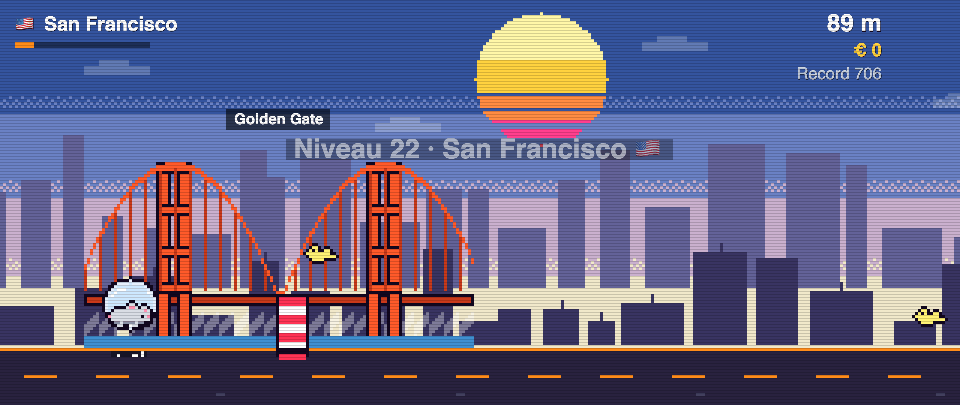 Rat Race screenshot in San Francisco: the runner in front of Golden Gate