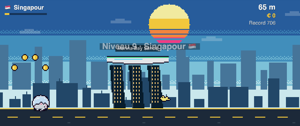 Capture de Rat Race à Singapour : le coureur devant Marina Bay Sands