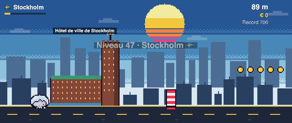 Rat Race screenshot in Stockholm: the runner in front of Stockholm City Hall