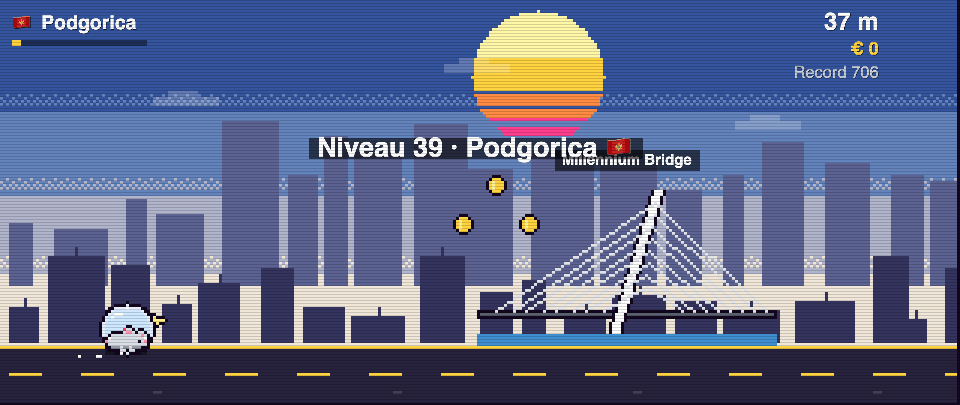 Capture de Rat Race à Podgorica : le coureur devant Millennium Bridge